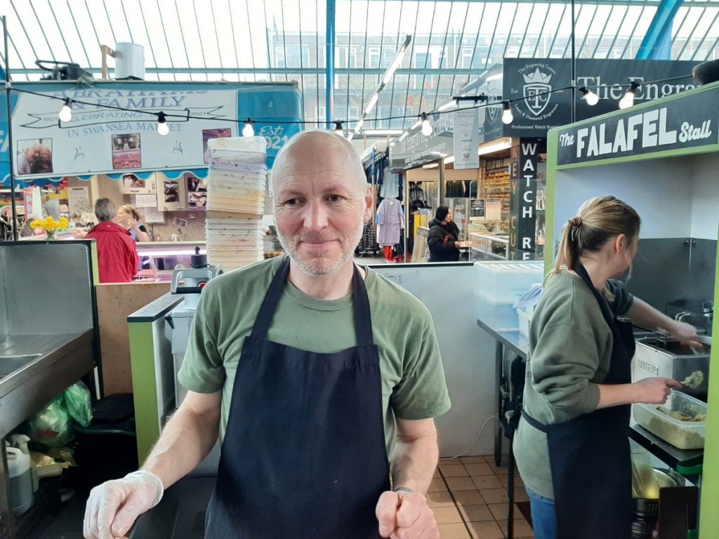 The Falafel Stall in Swansea Market  -  Dan Stallard, the owner.