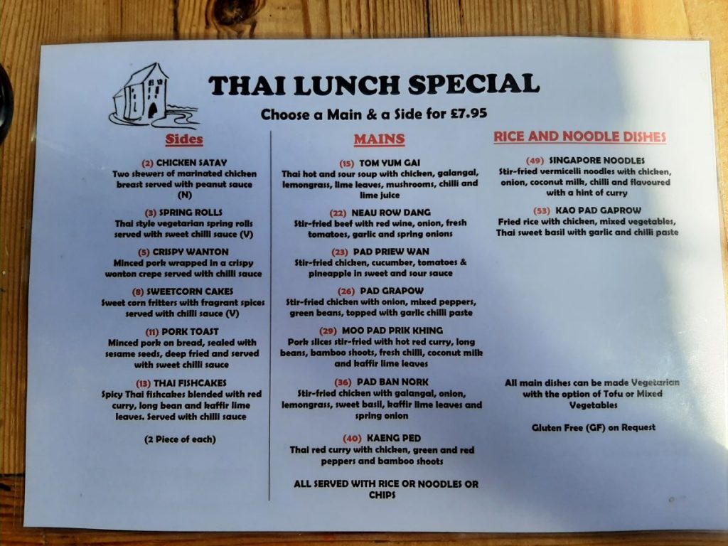 The Bay View Abertawe - Bwydlen Arbennig Cinio Thai