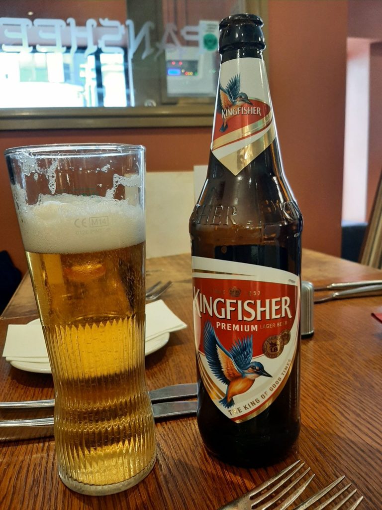 Refreshing Kingfisher premium lager at the Panshee Contemporary Indian Restaurant Swansea