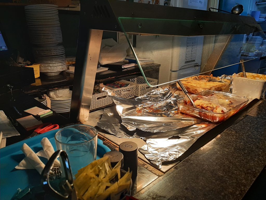 Food counter at Queen's Hotel Swansea