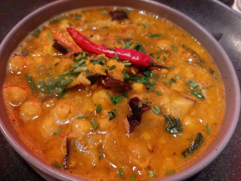 Turtle Bay Swansea: Curry Channa & Spinach - Spiced chickpeas with wilted spinach and aubergine.