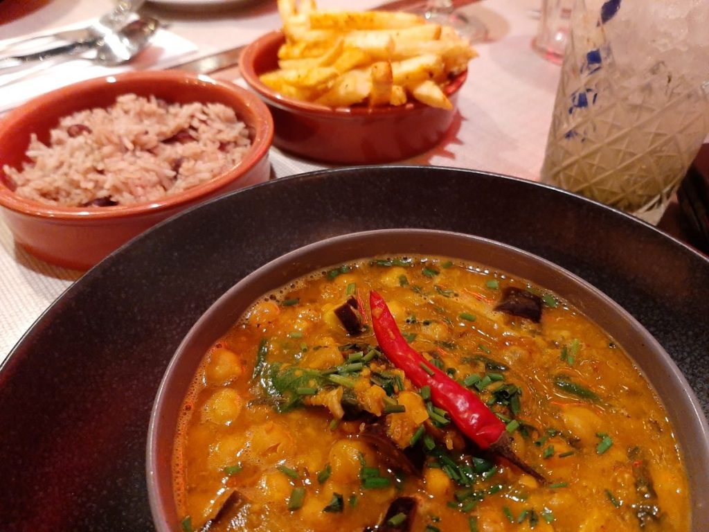 Turtle Bay Swansea: Curry Channa & Spinach - Spiced chickpeas with wilted spinach and aubergine.