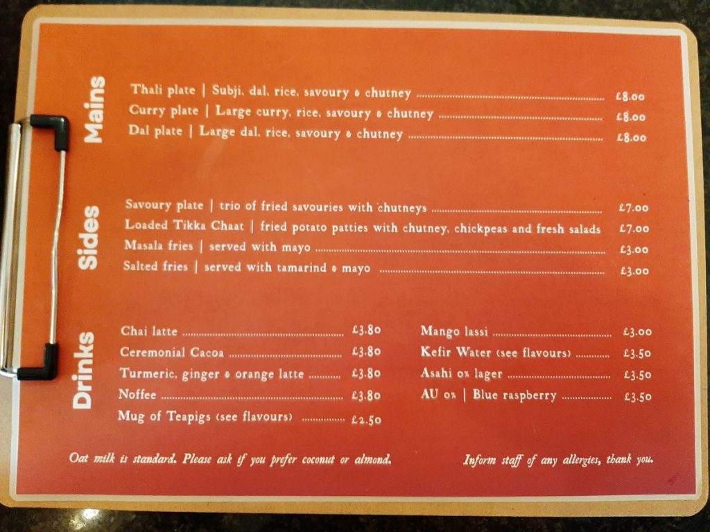 Govinda’s Swansea Menu