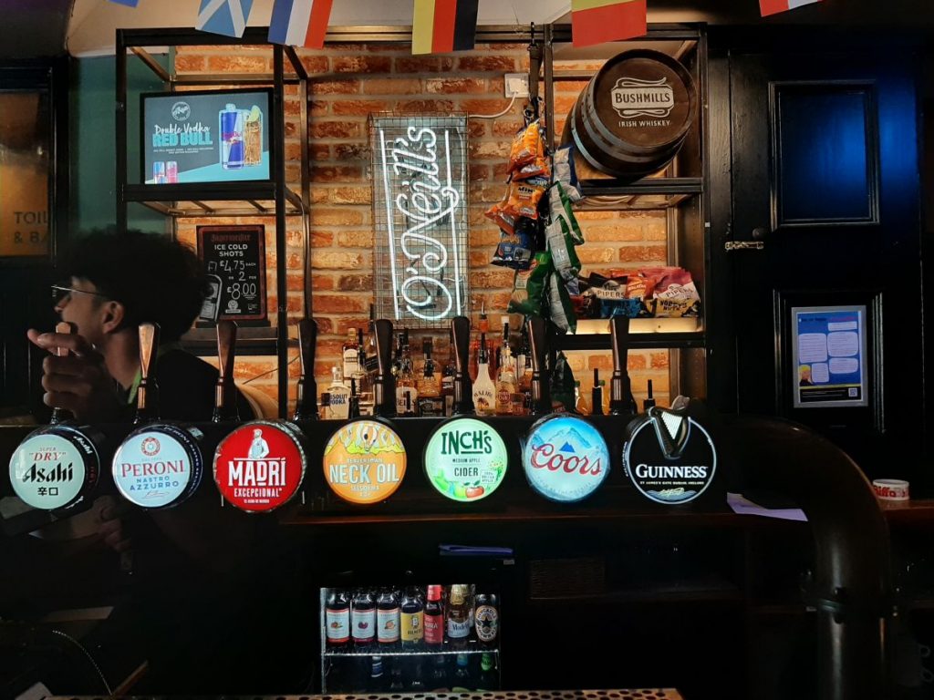 The bar at O'Neill's,Trinity St, Cardiff 